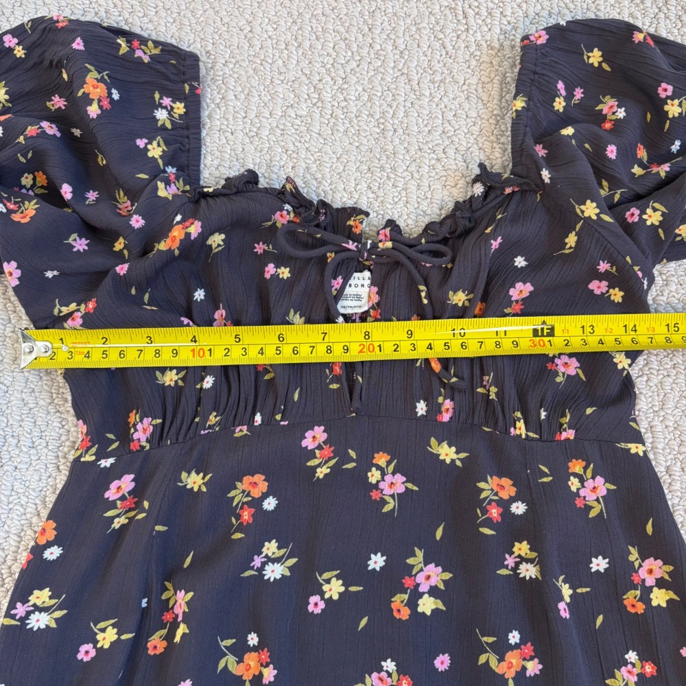 Billabong Floral Maxi Dress, Black XS, Long Sleeve Boho Prairie Cottage whimsy - Picture 11 of 16
